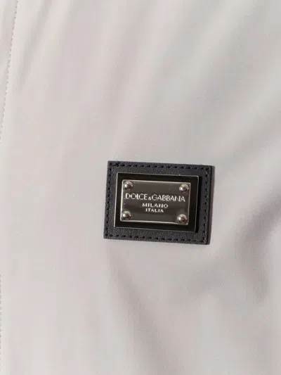 Shop Dolce & Gabbana Nylon Hooded Jacket In Grey