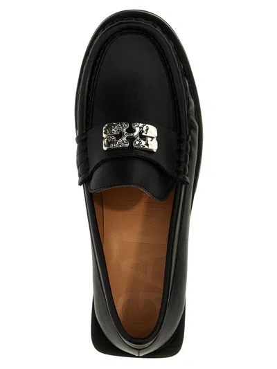 Shop Ganni 'butterfly' Loafers In Black