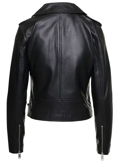 Shop Michael Kors M  Woman's Black Leather Biker Jacket