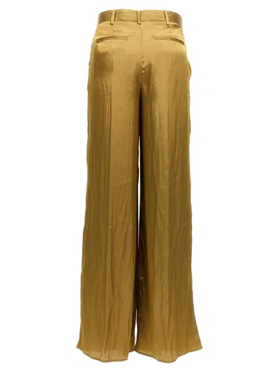 Nude Light Green Satin Pants In Green