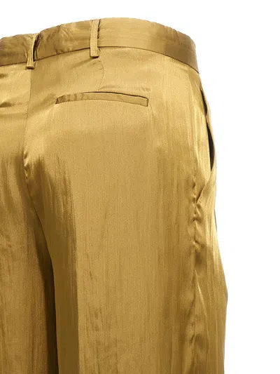 Nude Light Green Satin Pants In Green