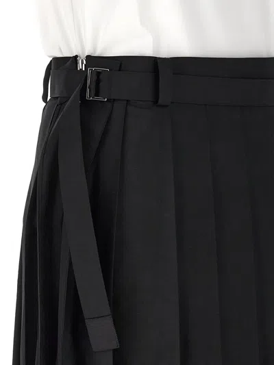 Shop Sacai Pleated Skirt Dress In White/black