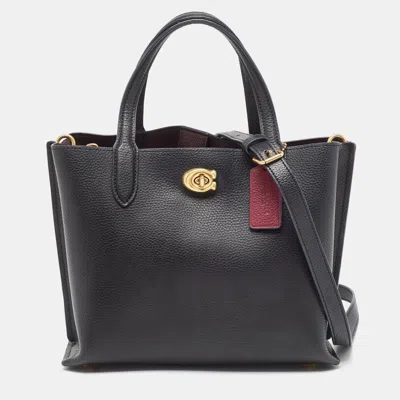 Shop Coach Leather Willow 24 Tote In Black