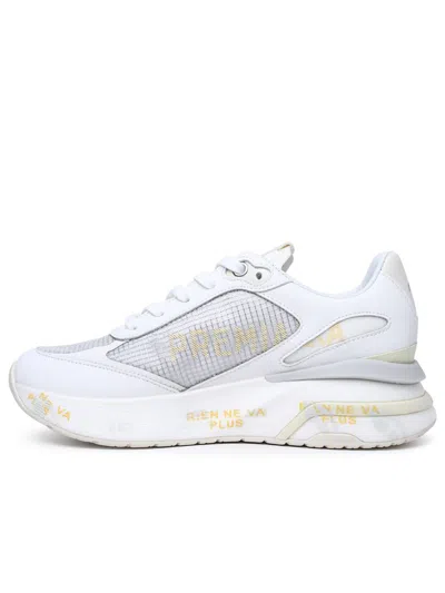 Shop Premiata 'moerund' Sneakers In Leather And White Fabric