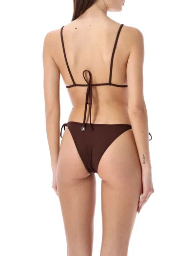 Shop Attico The  Bikini In Dark Briown Lycra Rib In Dark Brown