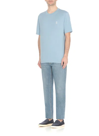 Shop Brunello Cucinelli T-shirts And Polos Light Blue