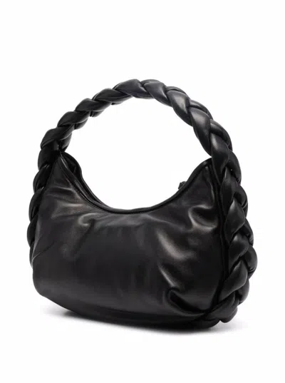 Shop Hereu 'espiga' Black Braided Handle Tote In Leather Woman