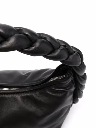 Shop Hereu 'espiga' Black Braided Handle Tote In Leather Woman