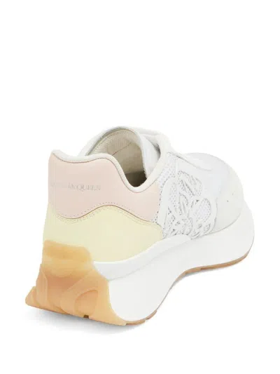 Shop Alexander Mcqueen White Pink And Yellow Sprint Runner Sneakers In White/pink/yellow