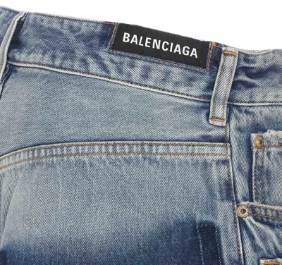 Shop Balenciaga Light Blue Mini-skirt With Patch Pockets And Raw Edge In Cotton Denim Woman