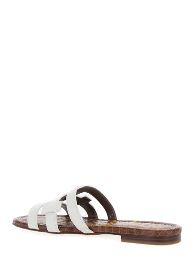 Shop Sam Edelman 'bay Slide' White Slip-on Sandals With Logo Detail In Leather Woman