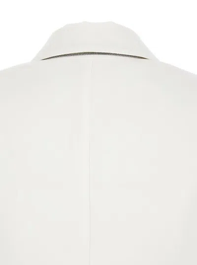 Shop Brunello Cucinelli White Double-breasted Blazer With Buttons In Cotton Woman In Beige