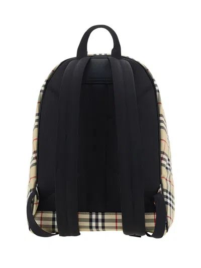 Shop Burberry Check Motif Nylon Backpack In Beige