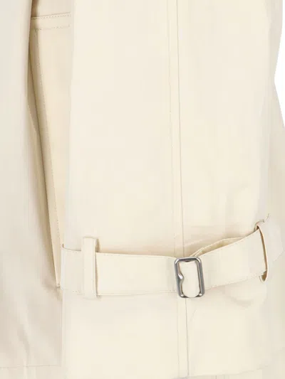 Shop Burberry Cotton Belted Jacket In White