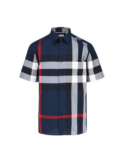 Shop Burberry Shirts In Blue