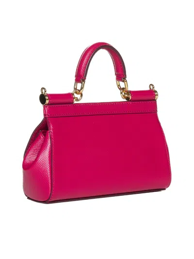 Shop Dolce & Gabbana Fuchsia Leather Sicily Handle Bag In Pink