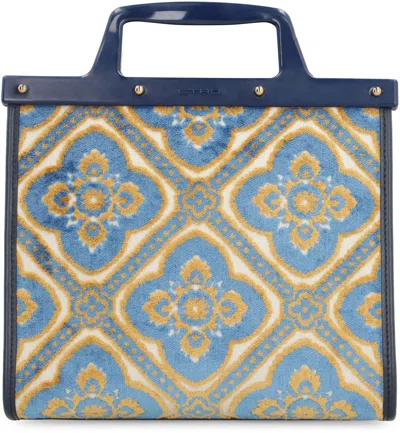 Shop Etro Small Love Trotter Bag In Multicolor Jacquard Velvet