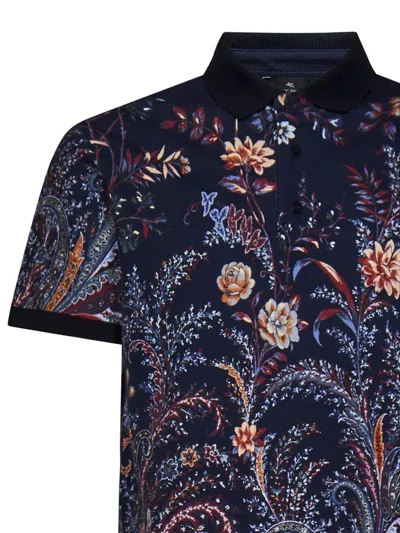 Shop Etro Polo Shirt With Floral Paisley Print In Multicolour