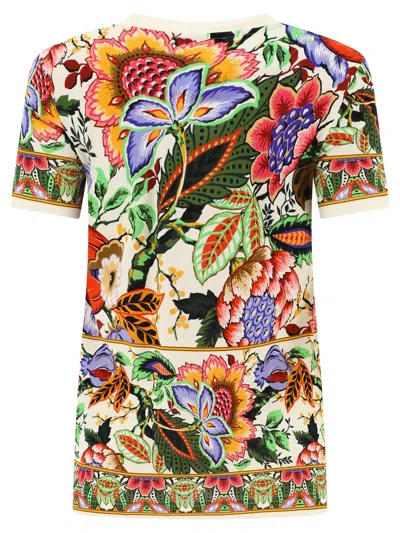 Shop Etro T-shirt With Bouquet-print In White