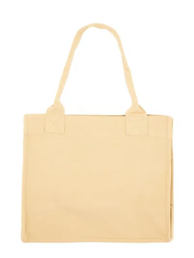 Shop Ganni 'easy' Cream Recycled Cotton Shopping Bag In Neutrals