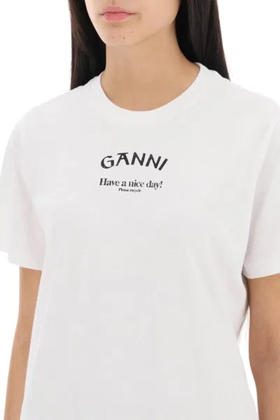 Shop Ganni T-shirt Con Logo In White