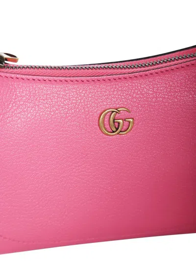 Shop Gucci Aphrodite Mini Leather Shoulder Bag In Pink