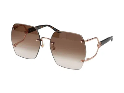 Shop Gucci Sunglasses In Gold Havana Brown