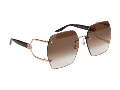 Shop Gucci Sunglasses In Gold Havana Brown