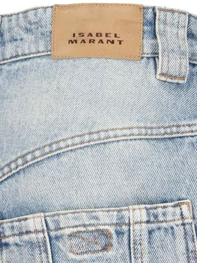 Shop Isabel Marant Étoile 'heilani' Light Blue Cargo Jeans With Logo Patch In Cotton Denim Woman