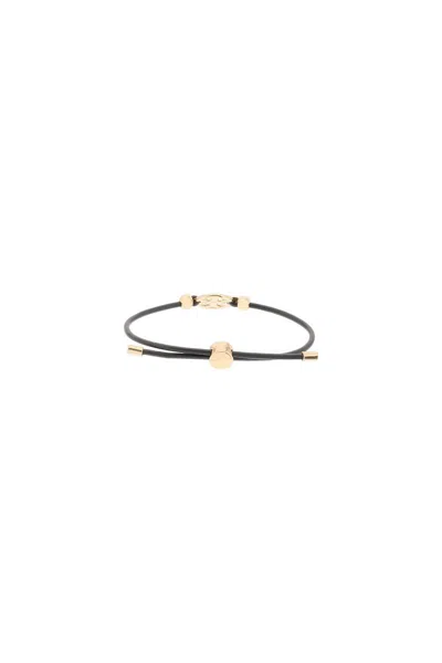 Shop Tory Burch Miller Bracelet With Logo Charm In Gold-tone Brass Woman In Black