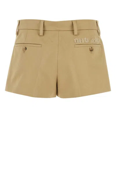 Shop Miu Miu Shorts In Beige O Tan