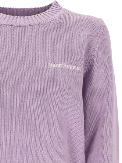 Shop Palm Angels Lilac Cotton Sweater In Lilla