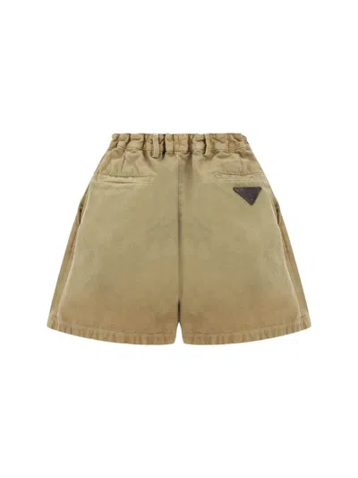Shop Prada Bermuda Shorts In Beige