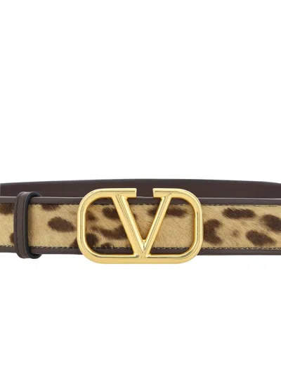 Shop Valentino Garavani Belts E Braces In Champagne/testa Di Moro