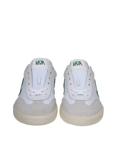 Shop Veja Organic Cotton Sneakers In White/emeraude