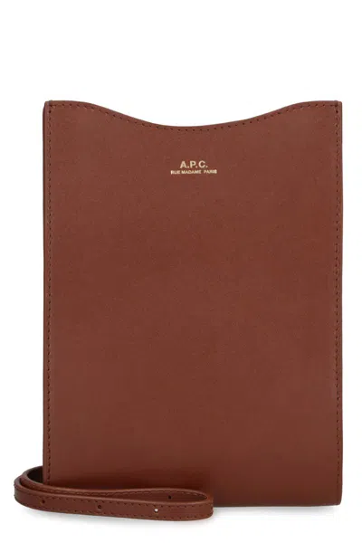 Shop Apc A.p.c. Leather Crossbody Bag In Brown