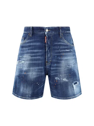 Shop Dsquared2 Bermuda Shorts In Navy Blue