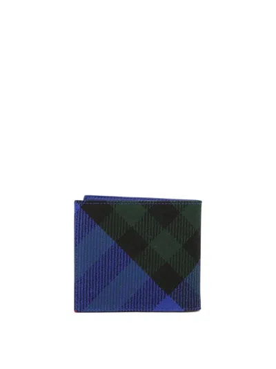 Shop Burberry Check Bifold Wallet In Blue