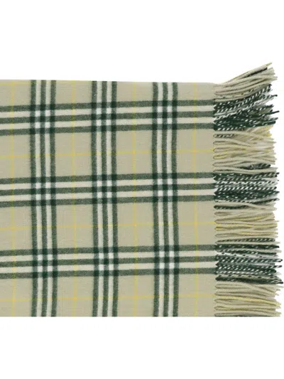 Shop Burberry Check Cashmere Happy Scarf In Green