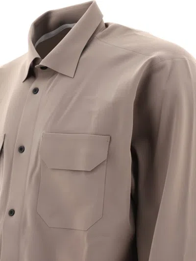 Shop Gr10k "two Pockets Bonded" Shirt In Grey
