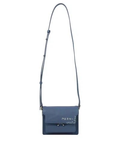 Shop Marni "trunk" Embroidered Crossbody Bag In Blue