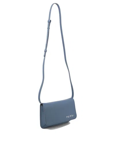 Shop Marni Crossbody Bag With Mending In Blue