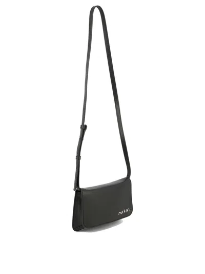 Shop Marni Crossbody Bag With Mending In Black