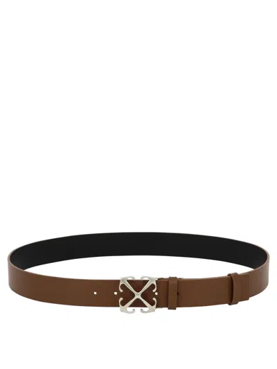 Shop Off-white "arrow Belt 35" Belt In Brown