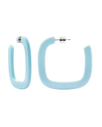 Machete Midi Square Hoops In Light Blue In Blue