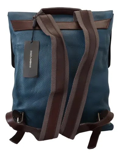 Shop Dolce & Gabbana Elegant Blue Leather Backpack Men's Bag