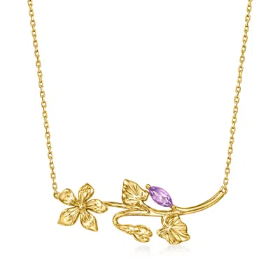 Shop Rs Pure By Ross-simons Amethyst Violet Flower Necklace In 14kt Yellow Gold In Purple