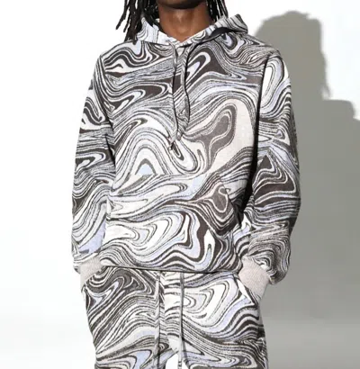 Shop Twenty Montreal Liquid Swirl Hyper Reality Knit Hoodie In Mocha In Grey