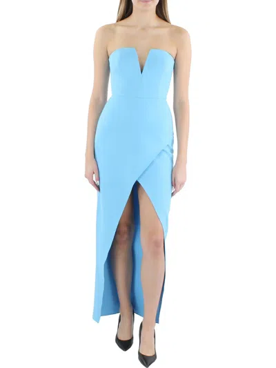 Shop Bcbgmaxazria Womens Crepe Strapless Evening Dress In Blue