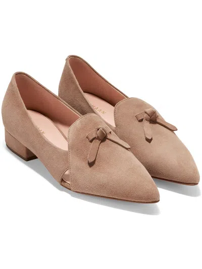 Shop Cole Haan Viola Skimmer Womens Faux Suede Pointed Toe Loafers In Beige